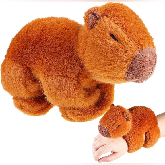 Dark brown capybara slap bracelet plush stuffed animal jewelry toy doll - Picture 3 of 3